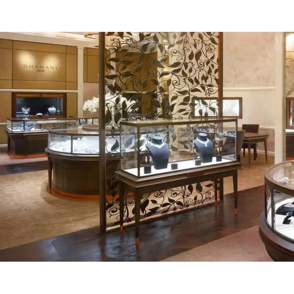 Шкаф дисплея центра магазина дозора бронзовых винтажных витрин ювелирного магазина овальный