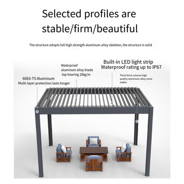 Patio Flipping Louver Pavilion Garden Villa Upscale Awning Aluminum Alloy Pavilion Sunshade