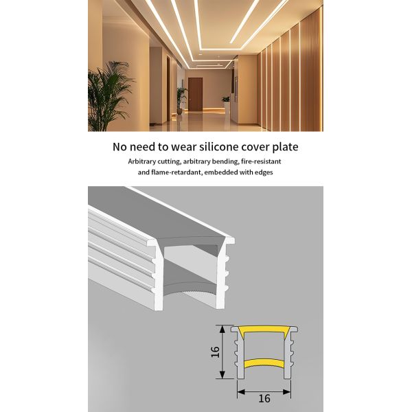 16*16mm LED Strip Silicone Cover For Indoor 10mm / 12mm  Board Width