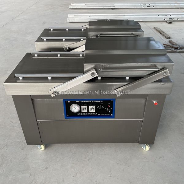 Consumption Full Stainless Steel Double Vacuum Chamber Packing Machine for Food Shops