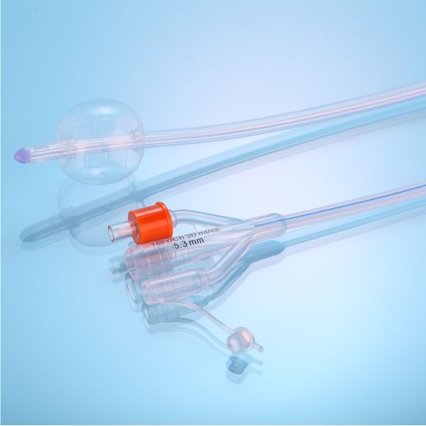 Factory Price Disposable 100% All Silicone Triple Lumen Urinary Catheter 3 Way Silicone Foley Catheter