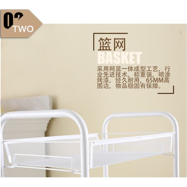 Rustproof 3 Tier Stainless Steel Cart , 10kg Bearing Steel Basket Trolley