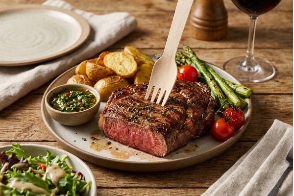 Bulk Bamboo Disposable Tableware Fork 165mm With Stiffener For Steak Salad