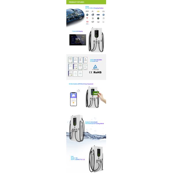 Outdoor Level 2 Electric Car Charging Station 80KW 120KW 160KW For Commercial