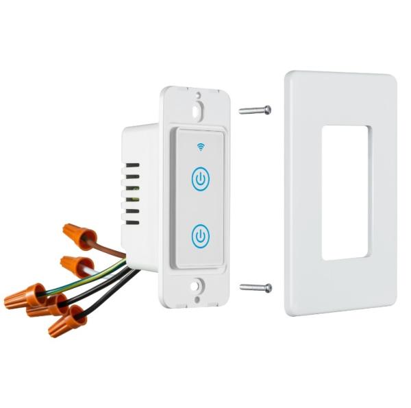 110V - 250V Smart Wifi Switch Single Pole Voice Control Switch 600W*2 Max Load Capacity