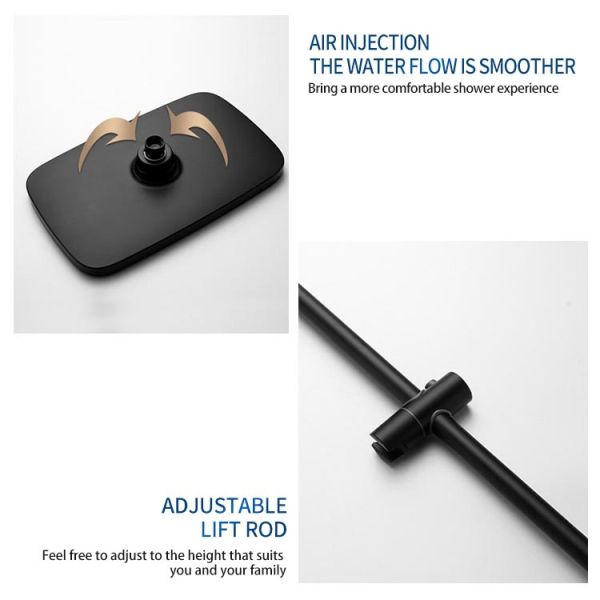 Shower Set Black Wall Mounted Stainless Steel Rain Shower Set Mixer Faucet