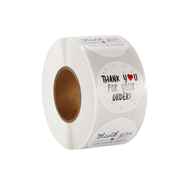 Wholesale Logo Paper Labels Round Thank You Stickers Seal Sticker Waterproof Cute Large Packaging Label Roll