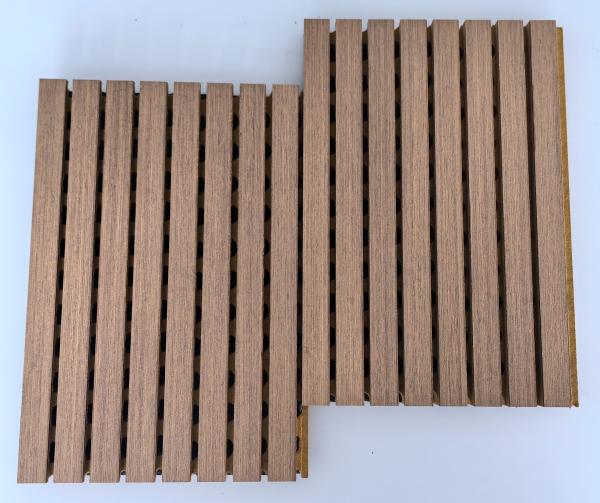 Classroom Sound Absorbing Veneer Woodgrain Grooved Acoustic Panel Interior Board