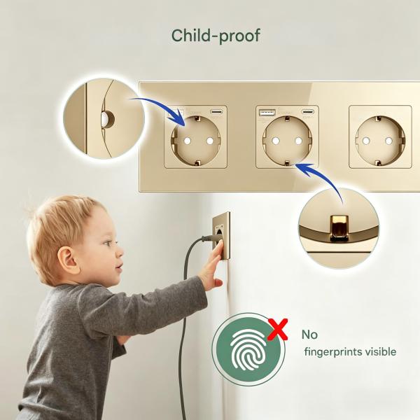 Wall Switch and Socket with 3500W Rated Power Tempered Glass Panel and Round Mounting Box for Europe & Russia
