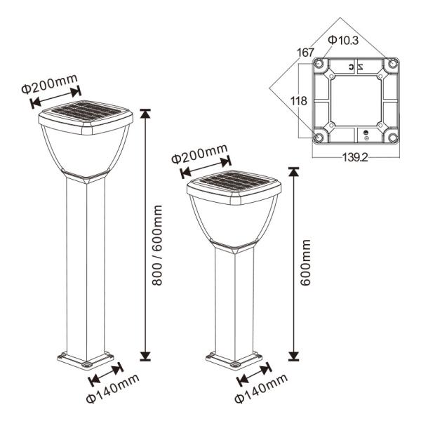 La voie solaire en aluminium de la charge rapide LED allume la lampe IP65 solaire extérieure la cour de patio