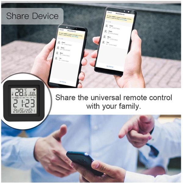 SIXWGH 3-in-1 Smart Home Automation Device Tuya Wi-Fi IR Remote Control LCD Screen Temperature Humidity Sensor Voice Control