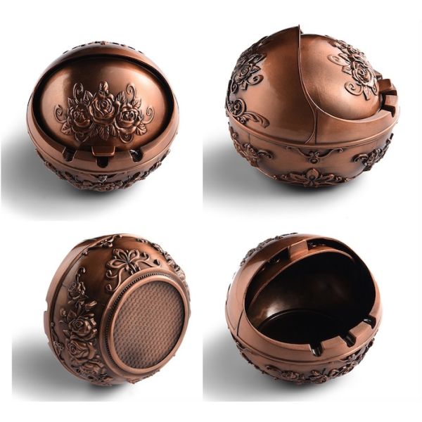 Подгонянный Ashtray кармана металла плакировкой H80mm цвет золота винтажного роскошный