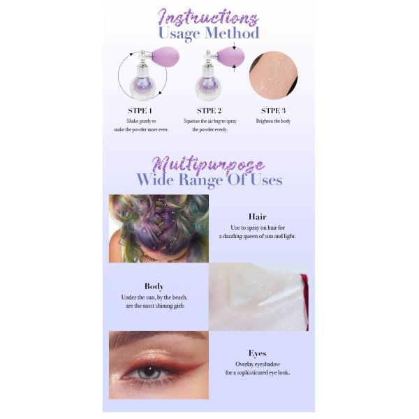 Multipurpose 5g Glitter Highlighter Spray With Texture Shimmer