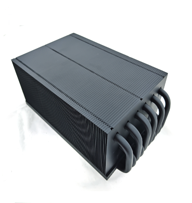 Custom 6 Heat Pipe Heatsink, Aluminum Fin Stack Heat Sink Module for Server IGBT Laser Power Amplifier Cooling
