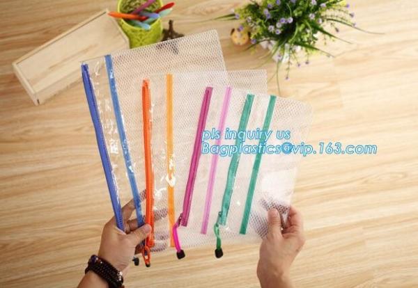 Customize Mesh PVC Pencil Bag A4 Travel Passport Pouch, Plastic k document file bag
