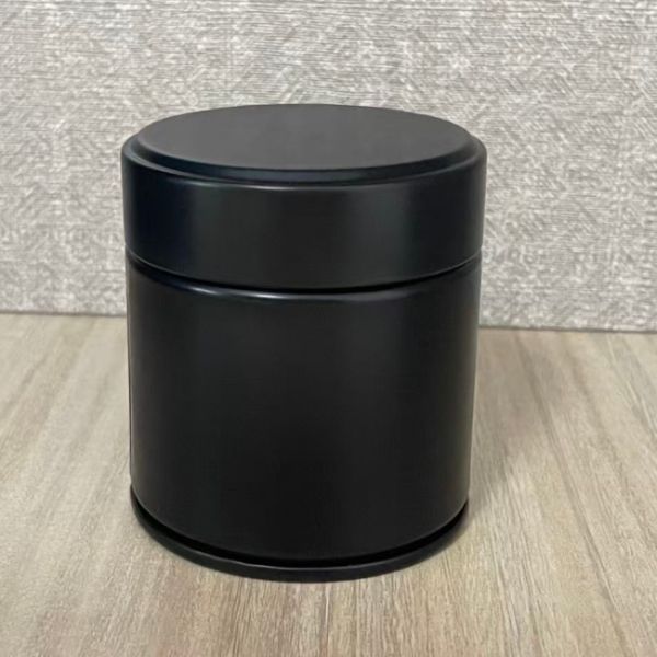 20g 30g Matcha Powder Tin Can Diameter 60*68mm Black Metal Tin Jar with Screw Cap Inner Lid Container