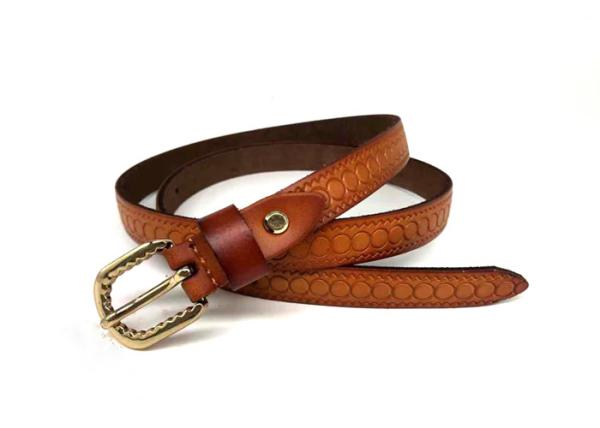 2.0cm Women's Skinny Genuine Leather Belts With Embossed Croco