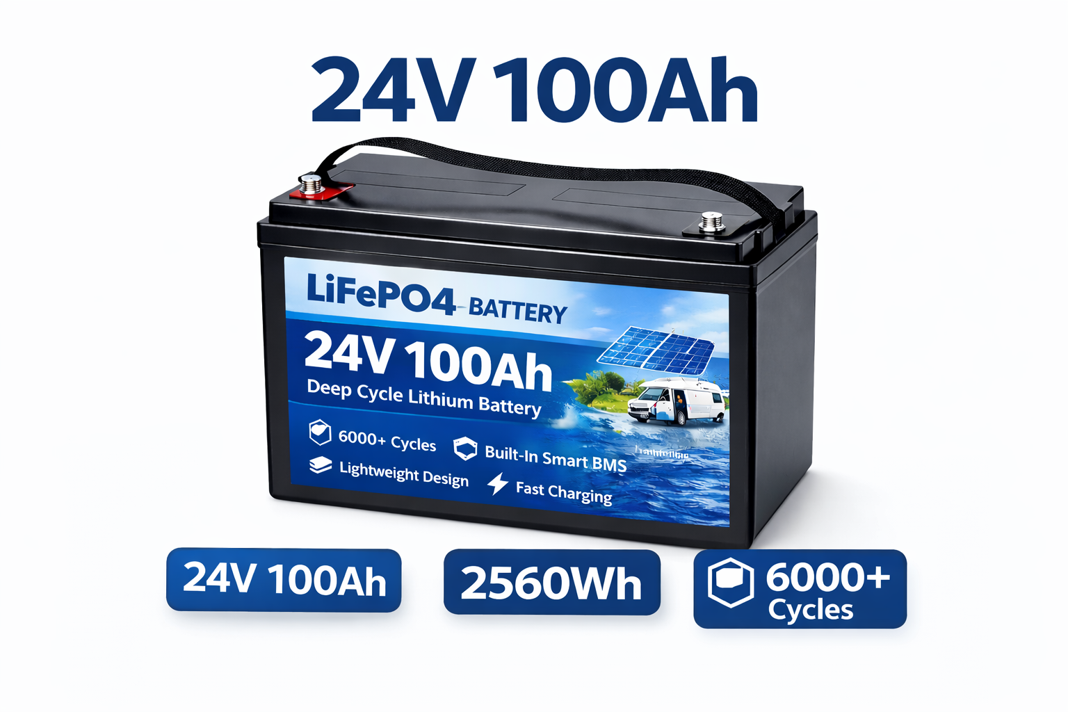 24V 100Ah Marine LiFePO4 Lithium Battery
