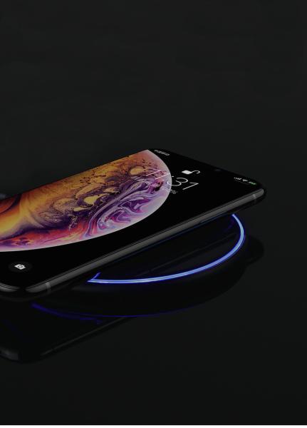 10W Round Desktop Pad LED Light Wireless Phone Charger For Iphone X 8 Plus