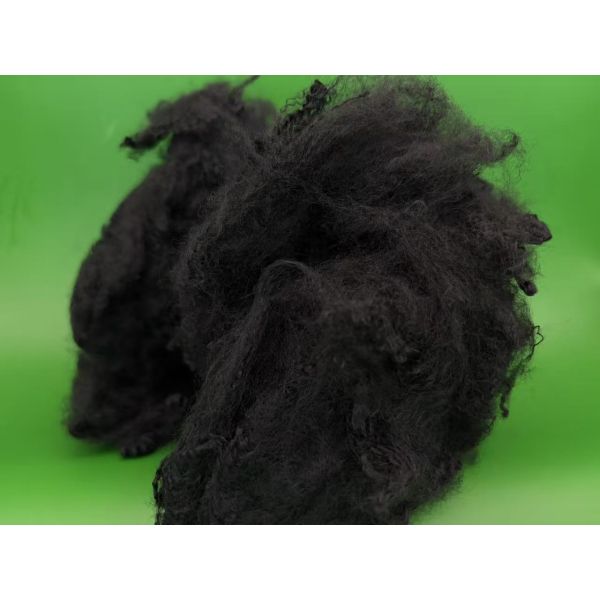 6D 90mm Virgin Polypropylene (PP) Staple Fiber Solid Black for Nonwoven & Geotextile, Custom Cut Length Available