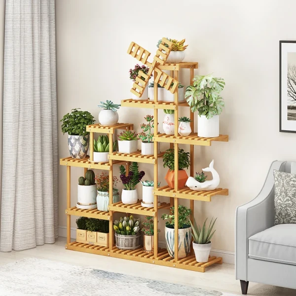 Living Room Indoor Display Pothos Balcony Flower Pot Rack with Minimalist Design and Multi-layer Storage