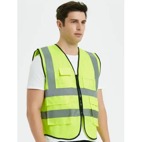 Отражающее наружное ИПП Безопасное рабочее белье Zipper Pockets Vest Для строительных компаний