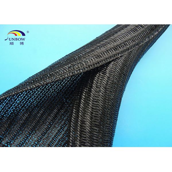 Fireproof Braided PET expandable braided self-closing Cable Sleeving