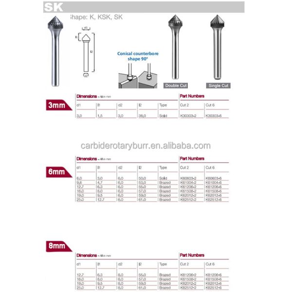 Customized High Quality  Power Tools Parts Gold Coated Electric Hardware Grinding Tool Yellow Coating Tungsten Carbide Burrs
