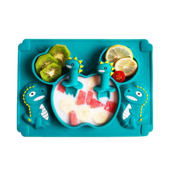 Food Silicone Childrens Plates Eco Friendly Baby Tableware Set Spoon Plate Bowl