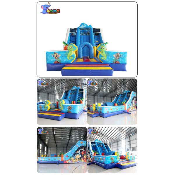 Integrated Blow Up Marine Animal Inflatable Bouncy Castle Slide Water Park