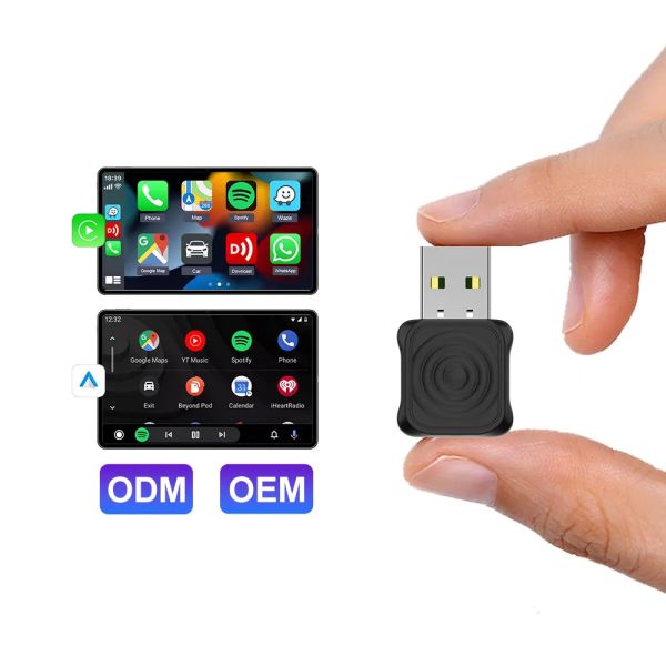 Portable Wireless Carplay and Android Auto Adapter for Original Car Dual Core 1.0GHz MIPS CPU Bluetooth Version 5.4