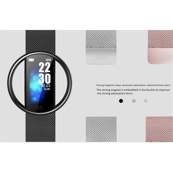 Couple Mesh Stainless Steel Band LED Smart Watches Multifunctional Sleep Monitorring