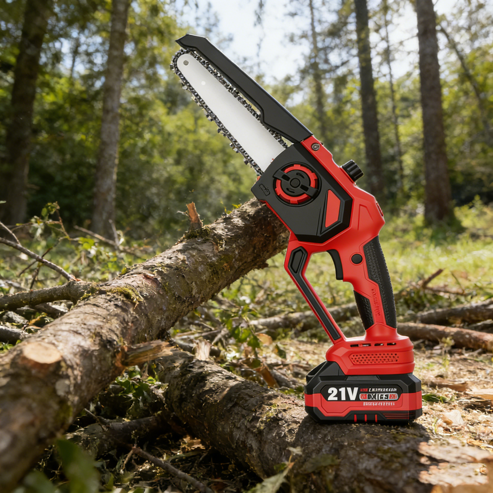 WII-LJ8A Professional Heavy Duty Brushless Cordless Chain Saw 21V 200mm Blade Rechargeable Tool