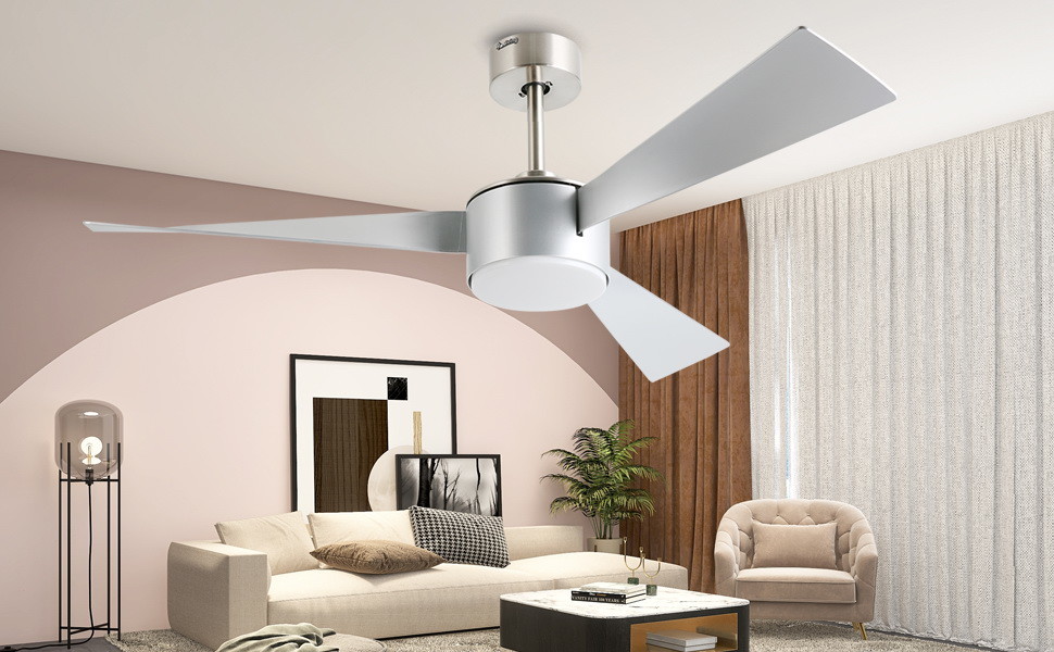 52 Inch  Fashionable Silver Ceiling Fan Lighting  With Remote Control