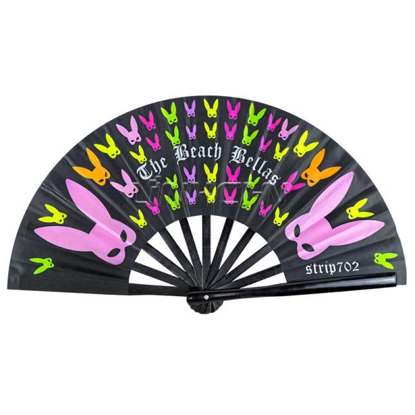 New Arrivals Custom Logo Printed Large Folding Bamboo Hand Fan Portable Clacking Hand Fans for Festival Dance Gift
