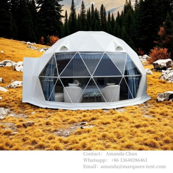 Área exterior impermeável customizado Luxury Hotel Dome Glamping Tent Resort Tensile Com Membrana PVDF