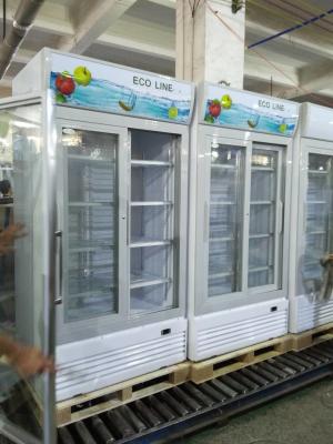 Vertical Frost Free Sliding Door Display Beverage Refrigerator / Glass Door Chiller