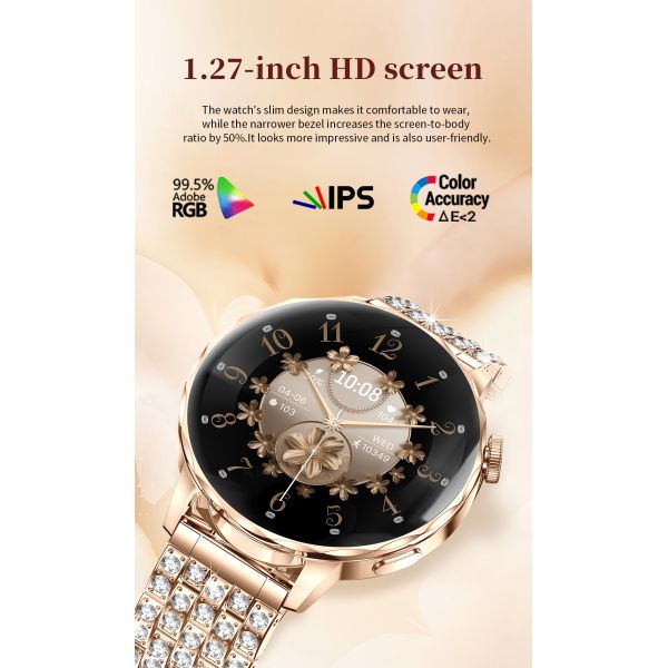 Smart Watch Blue Tooth Call Sports Bracelet Waterproof Music Heart Rate Sleep Lady Health