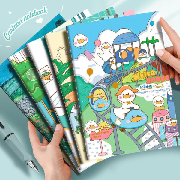 Factory Custom A5 Cute Diary Notebook for School Students Thickened Hardcover Thread Sewing 100 Sheets Paper Color Illustration