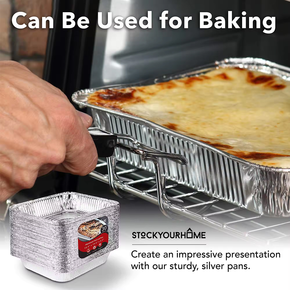 Disposable Aluminum Foil Container 450ml 800ml Oven Microwave Safe Leak Proof Tray with Plastic Lid