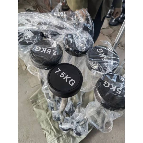 Oem Logo 20kg Fixed Rubber Barbell Power Training Fitness Equipment Free Weights