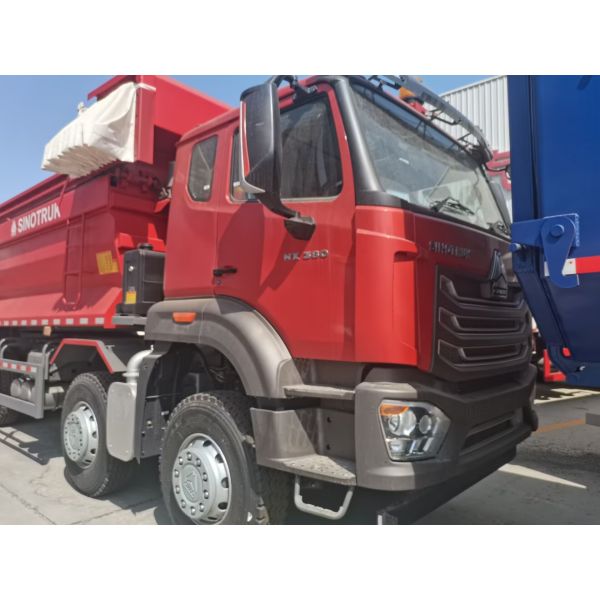 Sinotruk Hohan New Howo Tipper Dump Truck N7 8 × 4 12 Wheels 380Hp Lhd Or Rhd With Tarpaulin U Type Container
