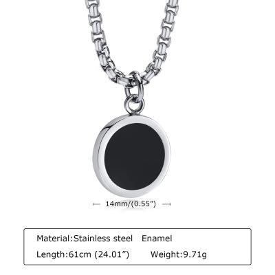 Acier inoxydable rond avec pendentif émail d'homme