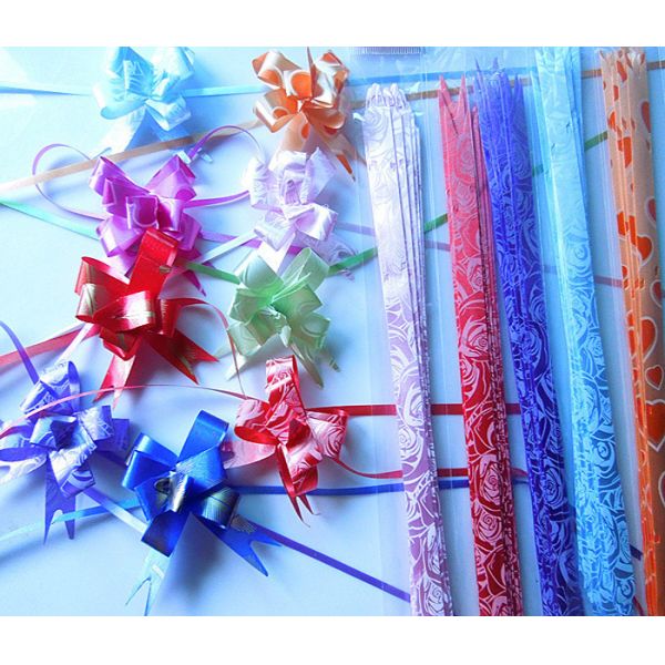 Rose Printed or Heart logo Pull bow for Holiday and valentaine day gift packing