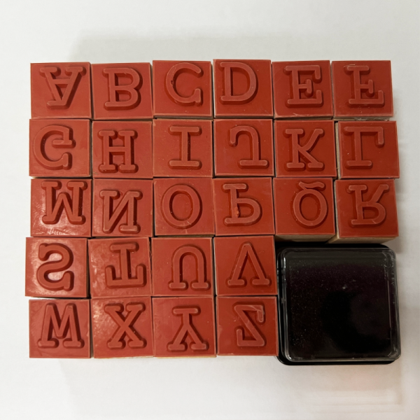 Customization 26pcs Alphabet Letter Stamp Set Wooden Stamps With Ink Pad for Kids Educational
