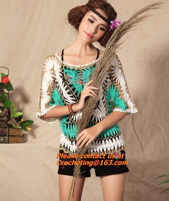 summer new sweet candy color women loose Crochet knitted blouse wears batwing hollow pullo