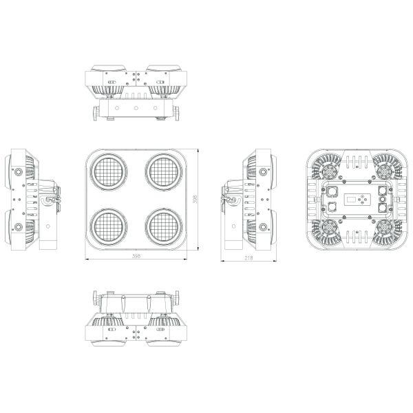 IP65 DMX512 Контроль RGB LED Диско-светофор Четырехголовый светодиодный жалюзи 1800K-3000K регулируемый