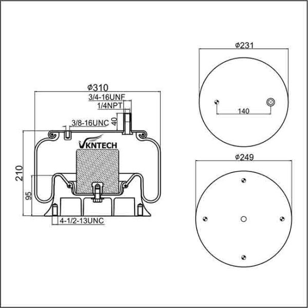 Части подвесного рессоры воздуха воздуха Spring/1T15M-2 природного каучука W01-358-9113 для поршеня алюминиевое 9 10-12 a 341 OEM