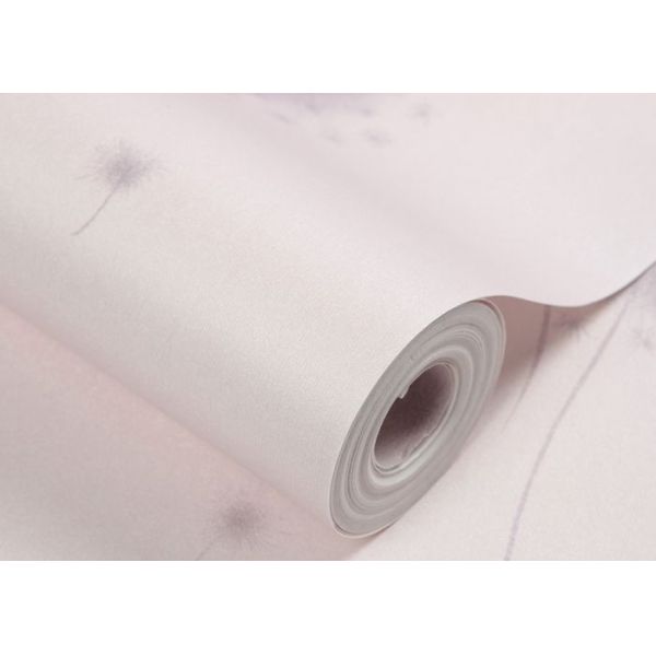 Removable Interior Living Room Wallpaper with Purple Floral Pattern Light Purple
