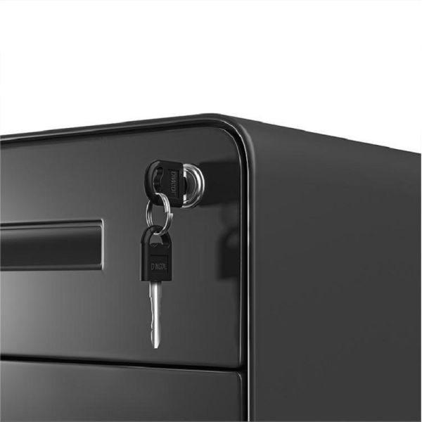 Compact Metal File Cabinet 3 Drawers Rounded Corners Removable Pedestal Home Bedroom School Work-White Grey Black Steel Storage